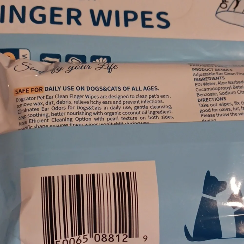 Dogcat Pet Ear Clean Finger Wipes 7 Packs Of 20